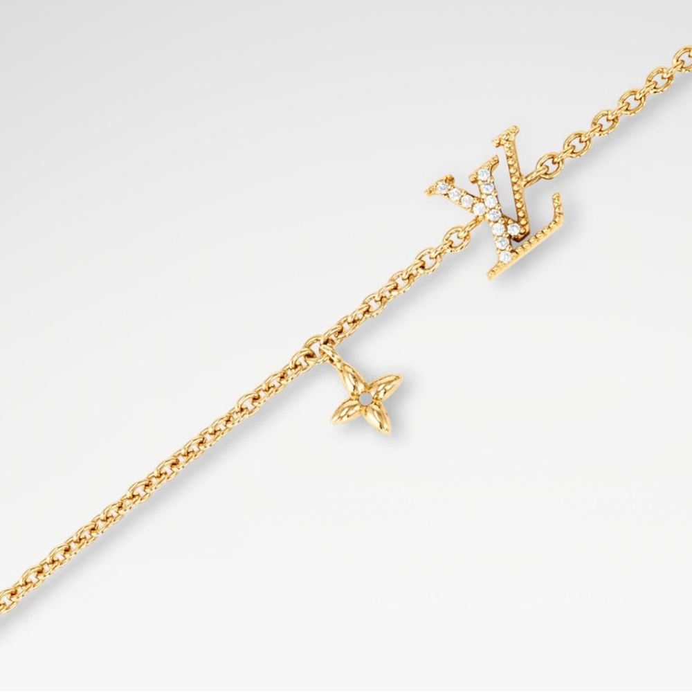 Louis Vuitton Gold-Tone Pavé LV Charm Bracelet - Picture 2 of 10